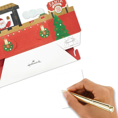 Vista 5 de Hallmark Paper Wonder - Tarjeta de felicitación desplegable de Navidad con sonido y movimiento (tren de Navidad, reproduce "Deck the Halls")