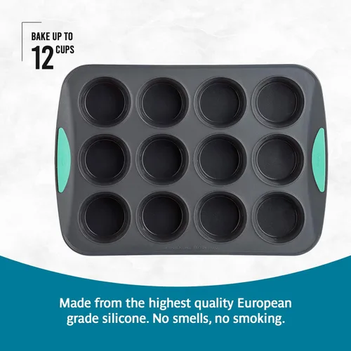 Vista 3 de Trudeau Structure - Molde de silicona para magdalenas, 12 tazas, silicona flexible con forro duro para mantener la forma, antiadherente, sin BPA