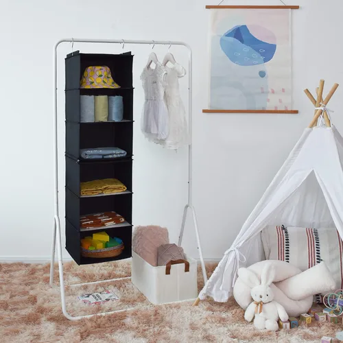 Vista 8 de GRANNY SAYS Organizador Colgante de 6 Estantes para Closet, Separable en 2 Paquetes de 3 Estantes Colgantes, Organizador Colgante para Dormitorio, 6