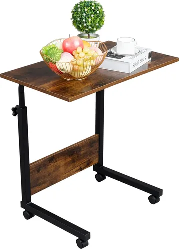 Vista 13 de Mesa auxiliar móvil, carrito de escritorio para laptop, mesa ajustable sobre la cama con ruedas, soporte de computadora para cama, sofá, sala