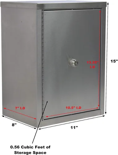 Vista 2 de Omnimed 181651 Armario narcótico de doble puerta con 2 estantes, 8 pulgadas de profundidad
