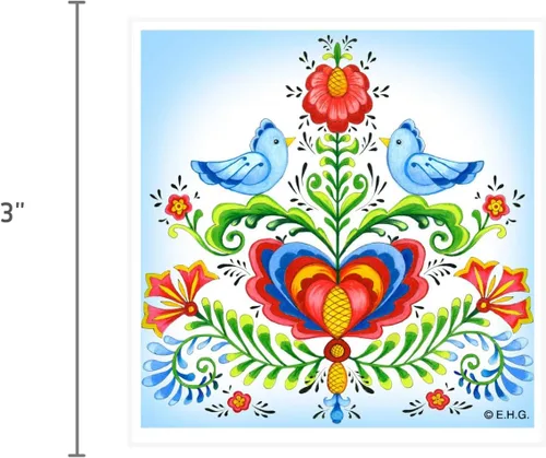 Vista 2 de Obra de arte escandinavo de romero de cerámica con imán de corazón de 3 pulgadas ScandinavianGiftOutlet