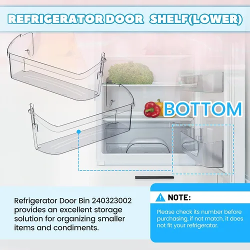 Vista 2 de Kojem 240323002 - Estante de repuesto para puerta de refrigerador lateral (inferior) compatible con frigidaire refrigerador 240363704 240363705