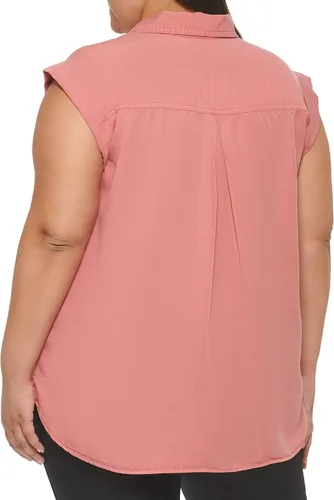 Vista 4 de Calvin Klein Camisa frontal sin mangas con bolsillo en el pecho para mujer de talla grande