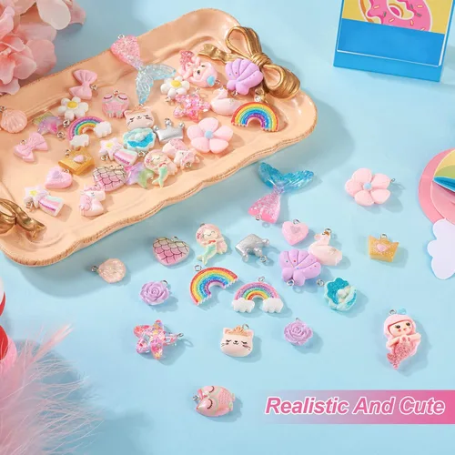 Vista 6 de Craftdady Colgantes de Resina de Alas de Mariposa y Alas de Hada - Lindos Colgantes Colgantes de Animales y Dijes de Hongos - Dijes Degradados