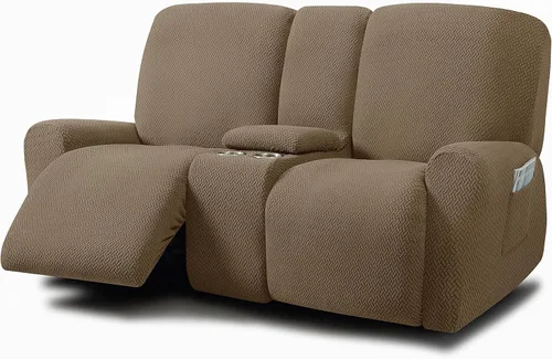 Vista 15 de ULTICOR Fundas jacquard para sofá reclinable de 8 piezas, fundas elásticas para sofá reclinable de 3 cojines, gruesas, suaves y lavables (estilo 3)