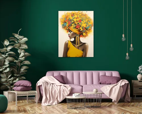 Vista 124 de Arte de pared afroamericano, decoración de rey y reina bailarín negro para sala de estar, arte de pareja de amor negro para dormitorio, lienzo