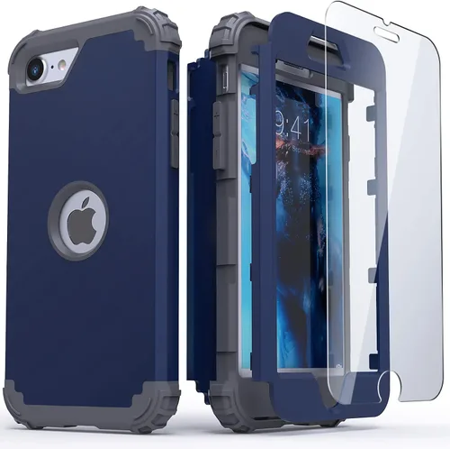Vista 33 de IDweel Funda para iPhone SE 2020 con protector de pantalla, para iPhone SE 2022, 3 en 1, absorción de golpes, ajuste delgado, cubierta
