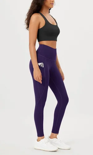 Vista 3 de ODODOS - Leggings de yoga con cintura alta y bolsillos para mujer, pantalones de yoga deportivos con control de abdomen, no se transparentan