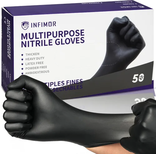 Vista 7 de Guantes desechables con textura de diamante, 8 mil, 50/caja, tamaño mediano