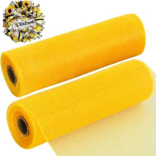 Vista 18 de TONIFUL 2 rollos de cinta de malla decorativa negra de 10 pulgadas, malla de tela para suministros de corona de malla, corona de puerta delantera