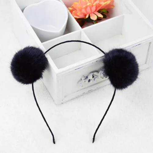 Vista 2 de BAOBAO - Diadema de pelo sintético y esponjoso, orejas de gato, diseño de panda
