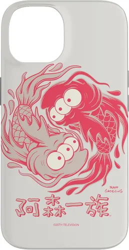 Vista 4 de Funda blanca japonesa para iPhone 16 Los Simpsons Koi Blinky Yin Yang