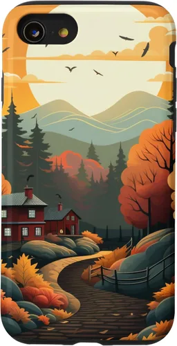 Vista 18 de Otoño hojas puesta de sol en montaña pino bosque otoño vibe caso para iPhone 16