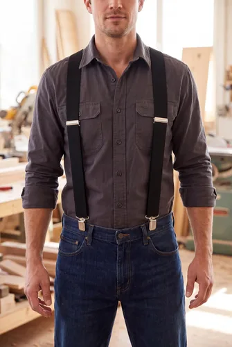 Vista 2 de trilece Heavy Duty Suspenders for Men - 2 Inch Wide Adjustable Elastic X-Back Suspenders with Strong Clips Negro