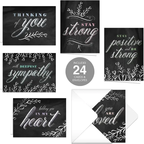 Vista 9 de Canopy Street Simple Sentiments - 25 paquetes de tarjetas de felicitación y ánimo con sobres blancos / 5 diseños reflexivos / Tarjetas de 5" x 7