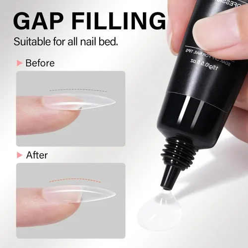 Vista 7 de AILLSA - Pegamento de uñas de gel para puntas de uñas, pegamento de gel súper fuerte y sólido 15g, pegamento de uñas acrílicas postizas