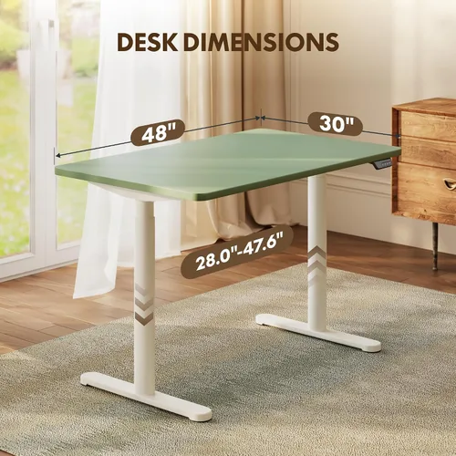 Vista 5 de FLEXISPOT Escritorio de pie Mousse de 48 x 30 pulgadas, patas ovaladas Verde menta
