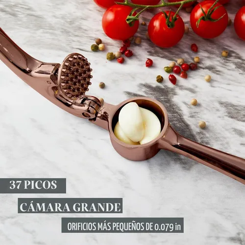 Vista 3 de Prensa de ajos premium, picadora de ajos profesional, fácil de exprimir y limpiar, a prueba de óxido y apta para lavavajillas, eficiente trituradora