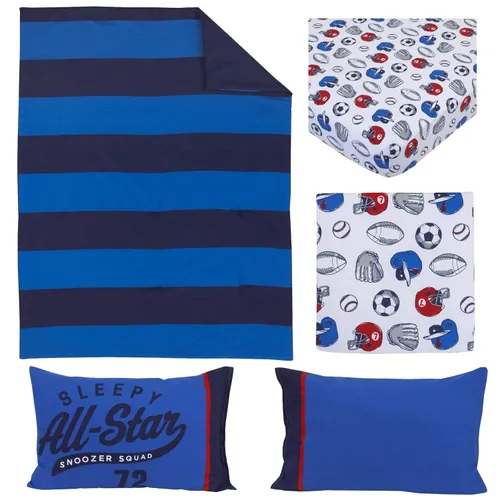 Vista 2 de Carter's Juego de 4 piezas para niños pequeños, azul/blanco/rojo All Star, 52 x 28 pulgadas