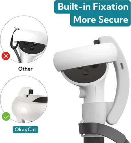 Vista 2 de OKAYCAT Beat Saber Handles Extension Grips for OculusMeta Quest 2 3 in 1 Upgraded Simple Install Fixed Clasp Protect Controller Grips with