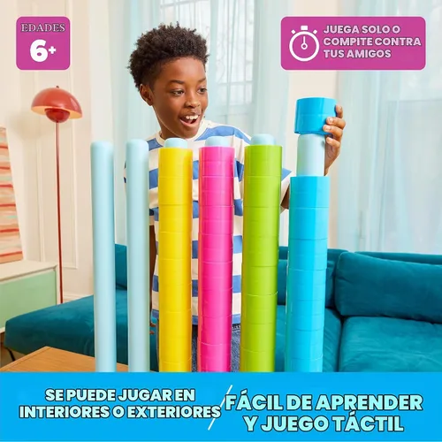 Vista 4 de Giant Color Stack Challenge de Relatable - Ganador del Premio Nappa 2025, juego de apilamiento de estrategia con 50 rompecabezas, actividad de patio