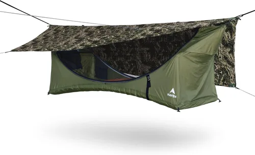 Vista 12 de Haven Tents Hamaca Tienda Plana - Hamaca Impermeable para Acampar con Mosquitera, Almohadilla Aislante y Toldo Impermeable - Haven Tent, Haven XL