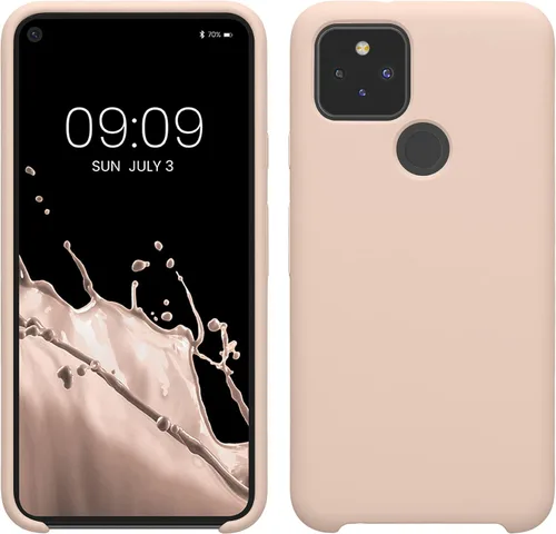 Vista 12 de kwmobile Funda compatible con Google Pixel 5 - Funda de silicona TPU con acabado suave - Blue Reef