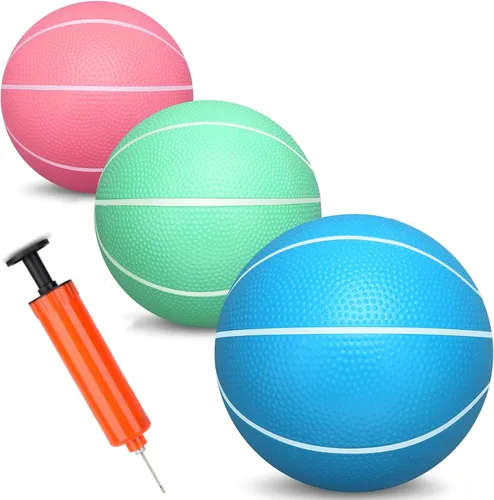 Vista 7 de Umnodobn Mini baloncesto para interior, mini aro de baloncesto de 7 pulgadas, de goma suave, juguete de repuesto para niños y adultos, pelota