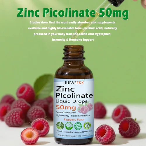 Vista 2 de Picolinato de zinc 50 mg gotas líquidas, suplementos de zinc quelatado para hombres, mujeres y niños, apoyan la salud inmunológica de la piel ocular
