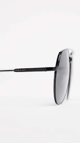 Vista 5 de Prada PR 55US 1AB5S0 Black Metal Pilot Sunglasses Grey Lens