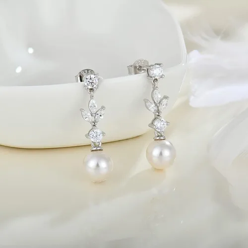 Vista 2 de Aretes de plata de ley 925 para mujer, aretes colgantes y colgantes con circonita cúbica 5A para mamá, madre, esposa, hija, abuela, joyería de regalo