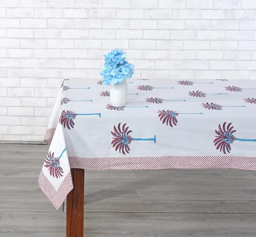 Vista 56 de Ridhi Mantel rectangular con estampado de bloque de mano verde espárragos Espárragos Verde Gadd