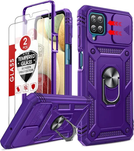 Vista 13 de LeYi Funda compatible con Samsung Galaxy A12: 2 protectores de pantalla para Galaxy A12 con cubierta de cámara deslizante, cubierta de grado militar