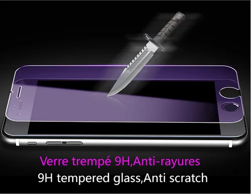 Vista 7 de Protector de pantalla anti azul para iPhone 5/5s/5c, 2.5D Edge 9H Película protectora de vidrio templado para iPhone SE (2016)-4