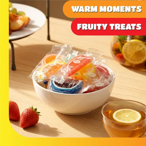 Vista 5 de Rebanadas de frutas – Paquete de 2 libras – 60 unidades – Caramelos de gelatina – Rebanadas de frutas envueltas individualmente – Sabores surtidos