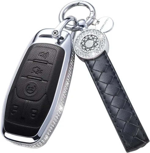 Vista 8 de Funda para Llave Ford con Llavero, Protector de Estuche de Llave de Cuero con Cristal Compatible con Ford Fusion F150 F250 F350 F450 F550 Edge