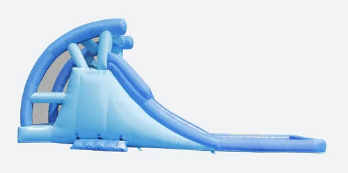 Vista 3 de KidWise Tobogán acuático doble Tobogán acuático inflable Soplador, bolsa de transporte, manguera de agua y estacas incluidas Inflado rápido
