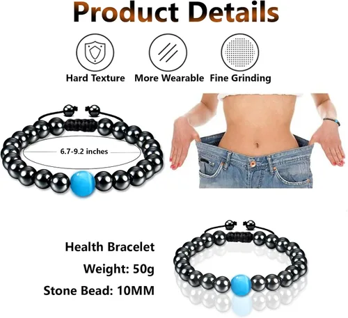 Vista 2 de Pulsera de triple protección para traer suerte y prosperidad hematita negra obsidiana ojo de tigre, pulsera Fengshui para mujeres y hombres