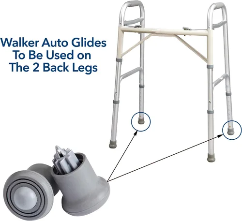 Vista 3 de Carex Caminantes con frenos automáticos para personas mayores y adultos, pies de andador, puntas de repuesto de ajuste universal para patas