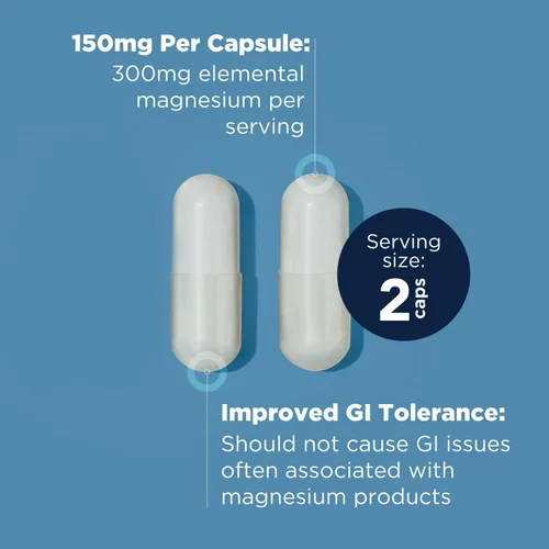 Vista 2 de Designs for Health Complejo de glicinato de magnesio (60 cápsulas) y colágeno para todo el cuerpo (30 porciones) – Magnesio de alta absorción