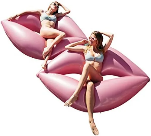 Vista 4 de Funboy LIPS17 - Flotador inflable con forma de labios rosas rosado Lips