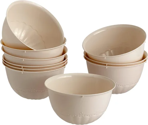 Vista 18 de SILVER SPOONS Platos de postre de plástico en relieve vintage para fiestas, 10 piezas, juego de vajilla desechable resistente, 6 pulgadas, platos