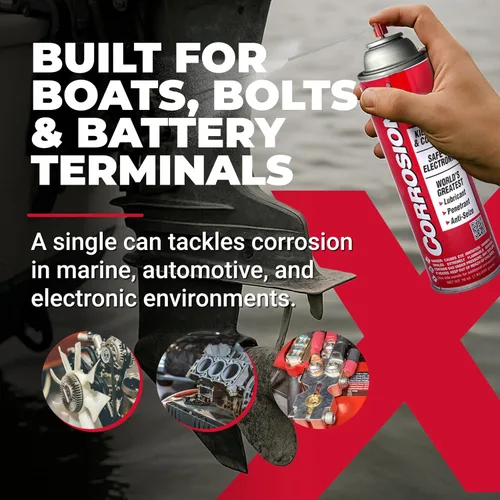 Vista 3 de CorrosionX Inhibidor de óxido, prevención de corrosión dieléctrica de fuerza industrial, lubricante y penetrante para uso marino, automotor