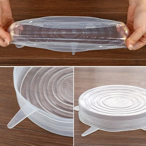 Vista 2 de 12 tapas de silicona reutilizables multidimensionales para almacenamiento de alimentos, tapas elásticas para contenedores de alimentos, cubiertas