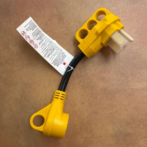 Vista 6 de Adaptador RV de 50 amperios a 30 amperios, NEMA 14-50P macho a TT-30R Dogbone - Cable convertidor eléctrico con indicador de alimentación LED