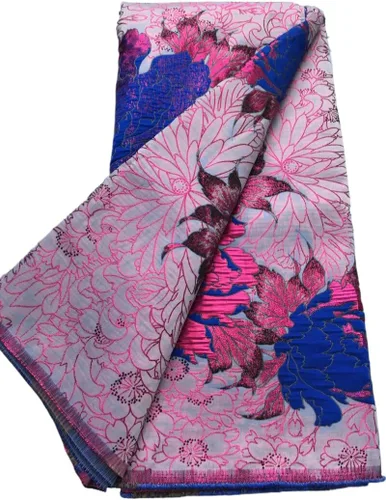 Vista 17 de Tela de encaje africano bordado francés Brocado Jacquard tejido de encaje 5 yardas de tela de encaje dorado para costura de vestido de fiesta