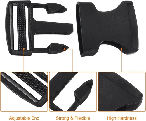 Vista 4 de uxcell Hebilla de liberación lateral, doble hebilla ajustable de plástico clips de repuesto para mochila de equipaje correa cinturón
