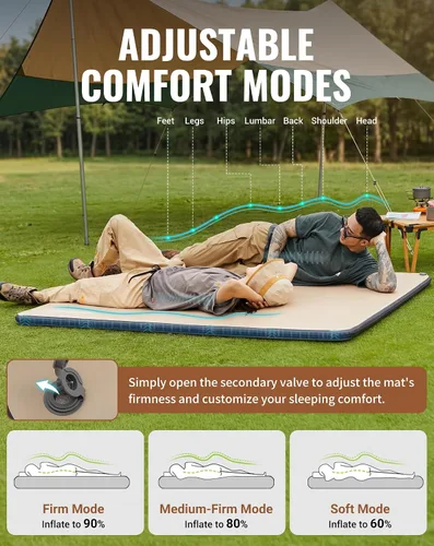 Vista 9 de KingCamp FLEXIREST 5.0 - Colchoneta de dormir doble para camping, compacta, tamaño completo, con bolsa de inflador, colchón de campamento sin PVC