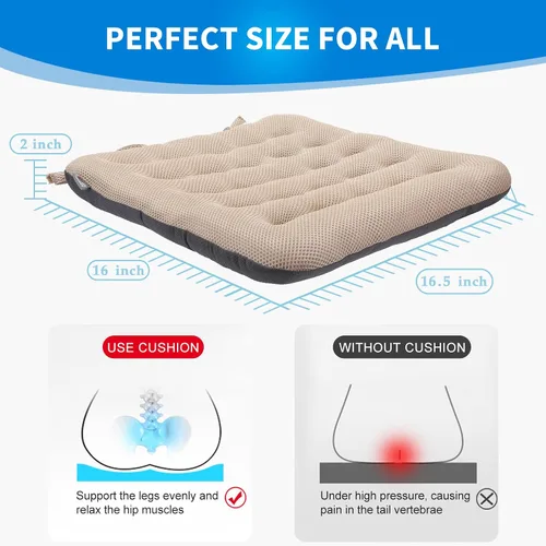 Vista 2 de SINOSSO Cojín para Silla de Oficina con Excelente Efecto de Soporte 1 Paquete, Cojín de Asiento de Escritorio/Computadora de Malla de Aire de Lujo